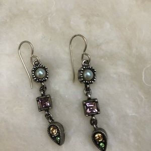 Patricia Locke Signed Earrings Swarovski Crystals